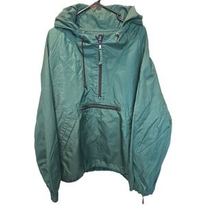 Vintage Gap Anorak Windbreaker Jacket Mens Large Green Half Zip Hooded Pullover